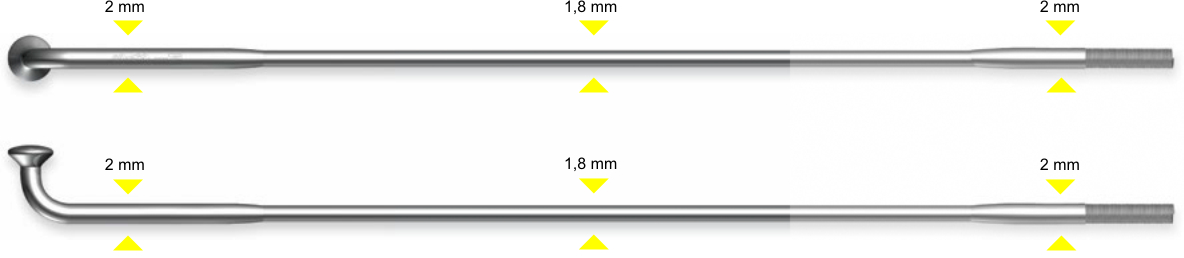 148 mm Race (2,9 mm Biegung) 2,0-1,8-2,0 silber